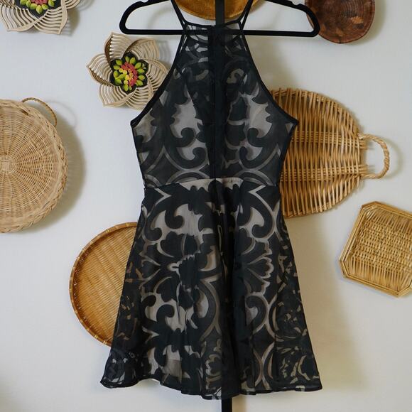 Keepsake Romantic Rebel Burnout Lace Skater Dress Black Womens Size m - Picture 7 of 9